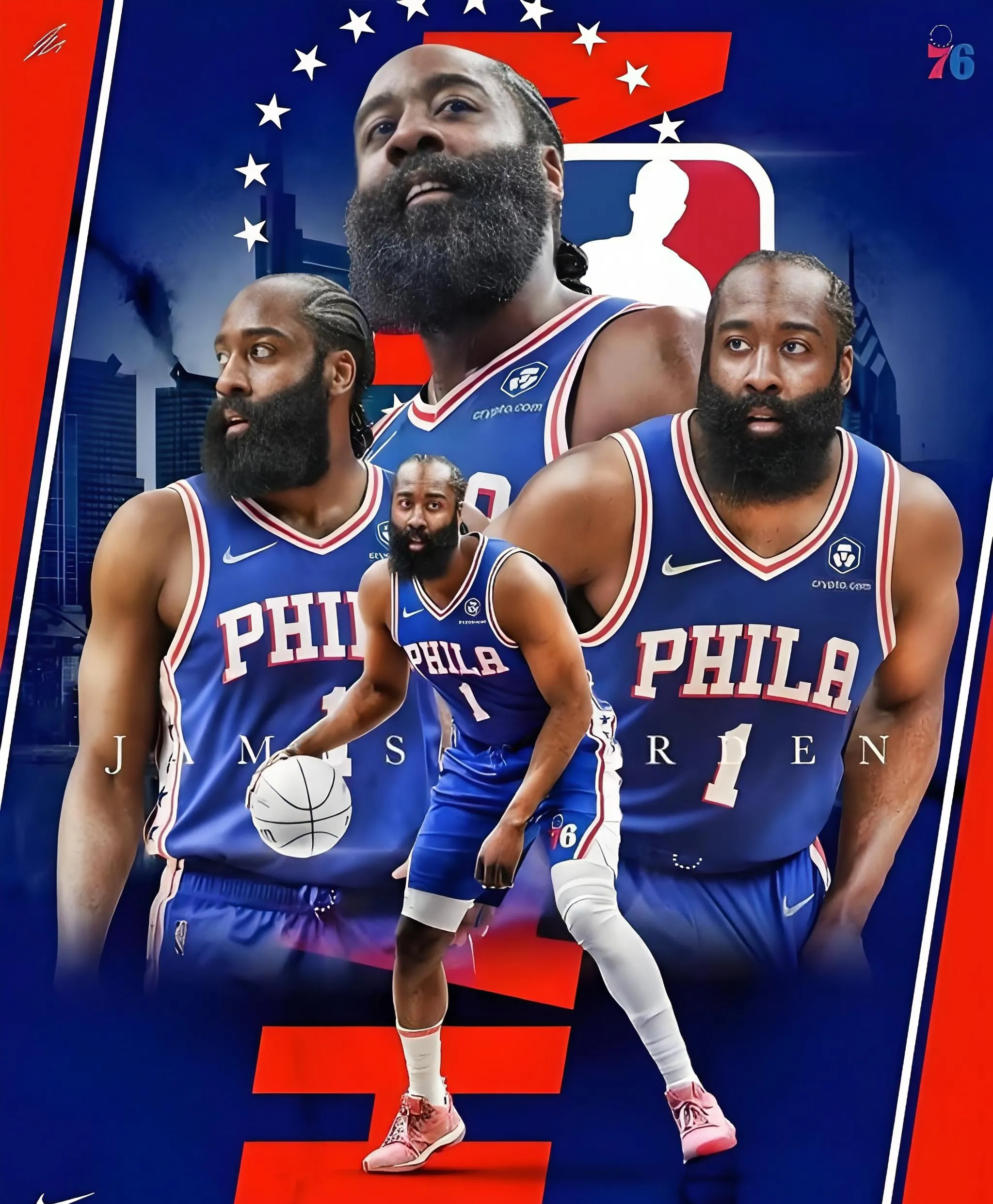 快船惨败篮网，哈登贡献三双